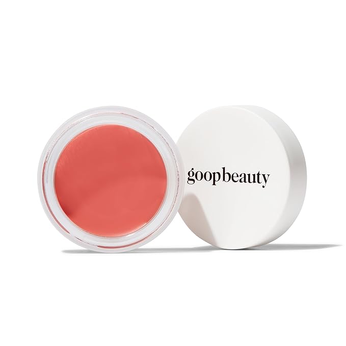 goop Beauty Cream Blush | Sheer Pop of Color for Lips & Cheeks | Vitamin C, Vitamin E & Safflower Oil | Natural Makeup for Glowing Skin | 0.5 oz | Slipper - Creamy Peach