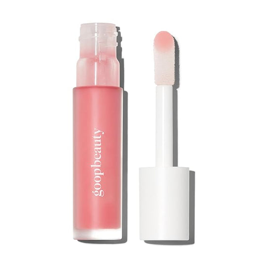 goop Beauty Hydra-Barrier Gel Gloss | Hydrating Lip Gloss to Moisturize & Plump Lips | Hyaluronic Acid & Vitamin E | Glaze - Palest Clear Pink | 0.13 oz