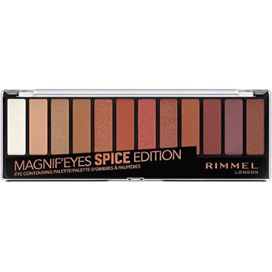 Rimmel London Magnif'Eyes Eyeshadow Palette, 12 Shades, Blendable Formula, Versatile, 005, Spice, 0.5oz