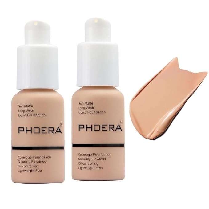 2 Pack PHOERA Foundation, Full Coverage Foundation, Flawless