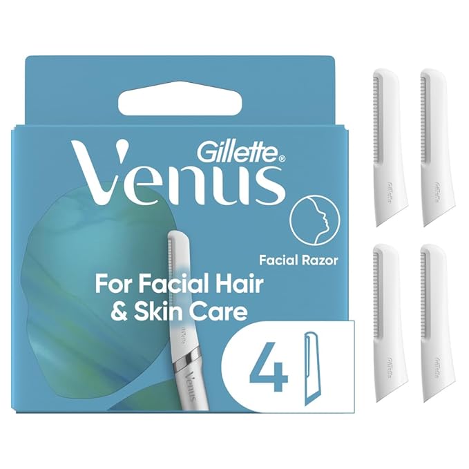 Gillette Venus Facial Razor Refills, Dermaplaning Exfoliating Replacement Blades, 4-Count