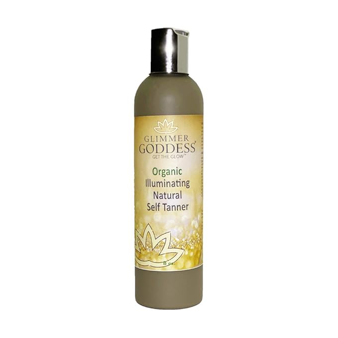 Glimmer Goddess Organic Self Tanner - (Dark) Natural Tanning Lotion, Safe Natural Tan for A Goddess Glow 8 oz