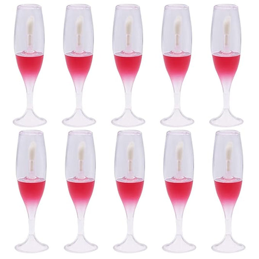 FZBNSRKO Lip Gloss Tubes, 10pcs 8ml Empty Refillable Bottles, Wineglass Shaped Containers for Women Girls, Reusable, Portable, Transparent and Red