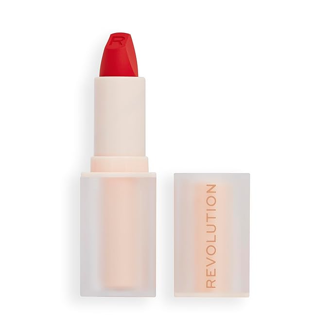 Revolution, Lip Allure Soft Satin Lipstick, Highly Pigmented & Smudge Proof, Long Lasting Creamy Satin Finish, Contains Vitamin E, Vibe Red, 0.11 oz