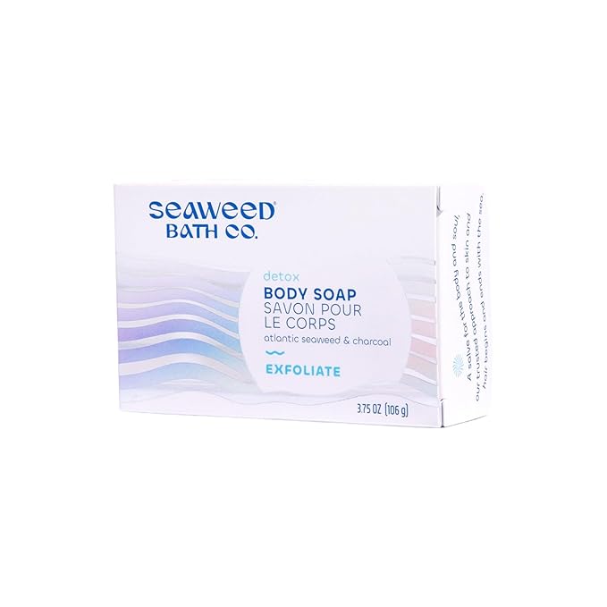Seaweed Bath Co. Exfoliate Detox Body Soap, 3.75 Ounce, Sustainably Harvested Seaweed, Charcoal (Packaging May Vary)
