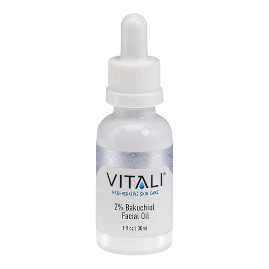 Vitali Premium 2% Bakuchiol Facial Oil: Premium Natural Retinol Alternative for Age and Wrinkle Reduction, and Soothing Irritated Skin, Boosts Copper Peptide Absorption- 1 fl. oz.