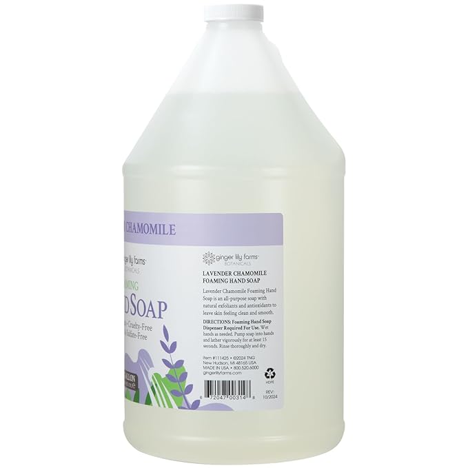 Ginger Lily Farms Botanicals All-Purpose Foaming Hand Soap Refill, 100% Vegan & Cruelty-Free, Lavender Chamomile Scent, 1 Gallon (128 Fl Oz)