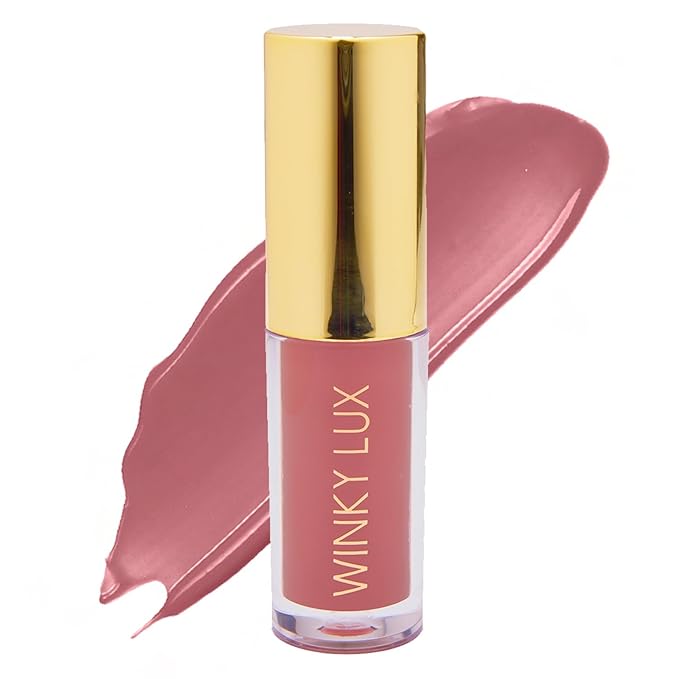 Winky Lux Very There Lip Oil, Hydrating Nude Pink Tint with Jojoba Oil, Non-Sticky Glossy Lip Oil, Tinted Pink Gloss for Juicy Lip, Muse