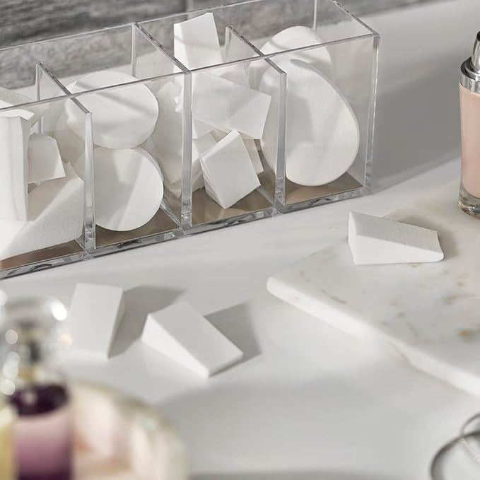 Amazon Basics Cosmetic Rectangular Foam Wedges For Makeup, 32 Count, White (Pack of 2)