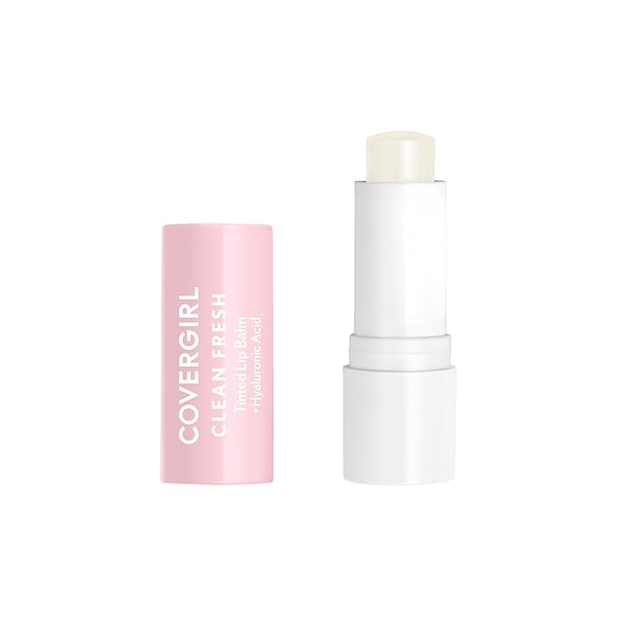 CoverGirl Clean Fresh Tinted Lip Balm, Vegan Formula, Hydrating, Natural Finish, Clear as Crystal, 1 Count