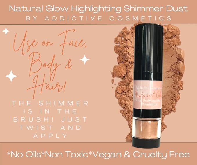 Face, Body and Hair Highlighters (NATURAL GLOW, Pump Pump Brush)