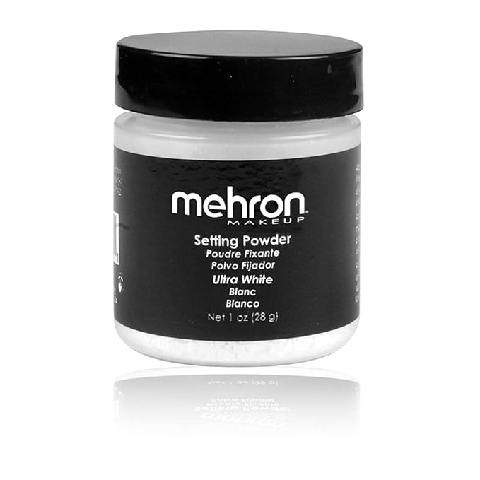 Mehron Makeup Setting Powder | Loose Powder Makeup (Ultra White) 1 oz
