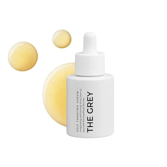 The Grey Self Tanning Serum for Men | Anti Aging Self Tan Drops Reduces Appearance of Fine Lines & Wrinkles Moisturizes Blended with Vitex Agnus Castus, Olea Europaea & Jujuba Seed Extract 1oz