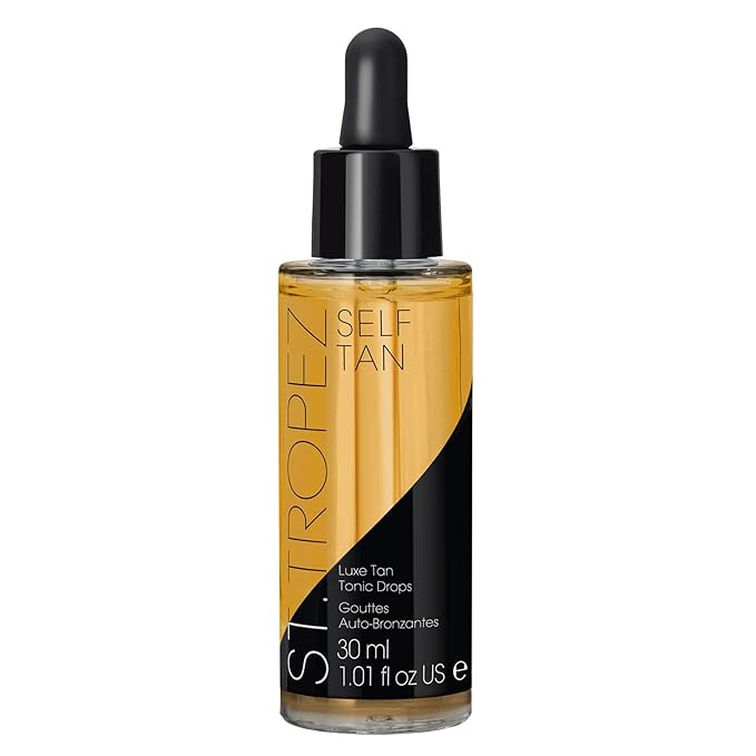 St.Tropez Luxe Tan Tonic Glow Drops, 5-in-1 Face Self Tanning Drops, Niacinamide, Hyaluronic Acid, Vitamin C & E, Vegan, Natural & Cruelty Free, 1 Fl Oz