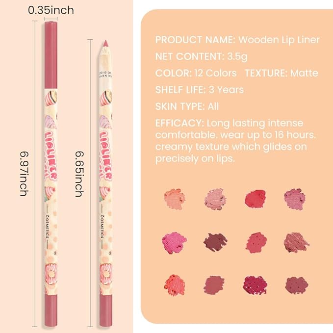 12 Pcs Natural Nude Brown Beige Colors Lip Beige