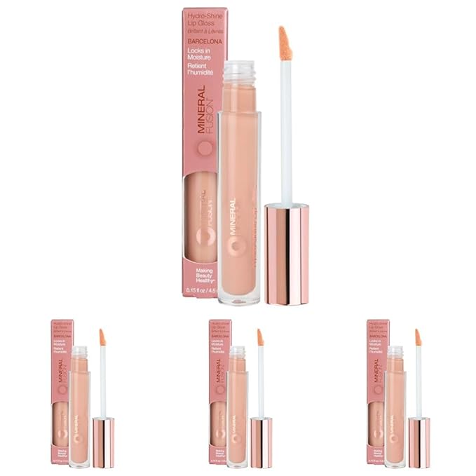 Mineral Fusion Hydro-Shine Lip Gloss, Barcelona, 0.15 Ounces (Pack of 4)