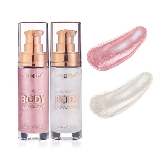 2 Pack PHOERA Shimmer Body Lotion, High Gloss Body