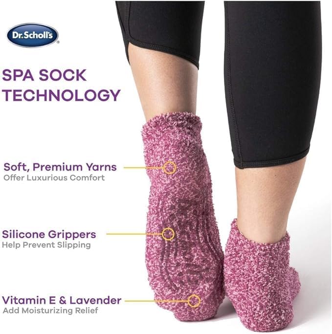 Dr. Scholl's Women's Low Cut Soothing Spa Socks-Lavender & Vitamin E Infused-2 & 3 Pairs-Bottom Grippers