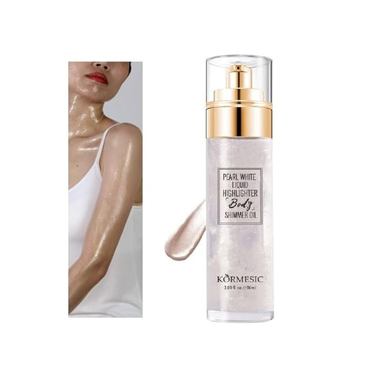 Shimmer Body Oil,Waterproof Long Lasting Moisturizing, For Face Beauty.(PEARL WHITE)