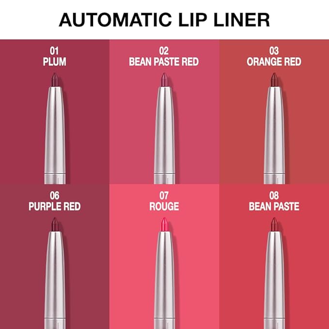 evpct Silky Lip Liner Pencil Retractable, Plum Red Smooth Lip Liner Creamy Velvet Lipliner Long-Lasting for Korean Makeup Contouring Matte Lip High Pigmented Rich Colors Crayon Lipstick Pen 01