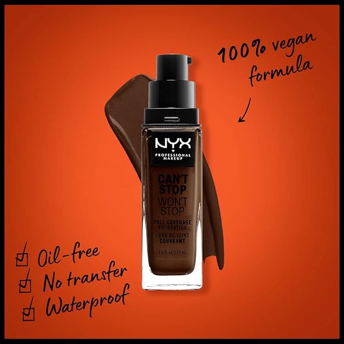 NYX PROFESSIONAL MAKEUP Can't Stop Won't Stop Foundation, Deep Ebony