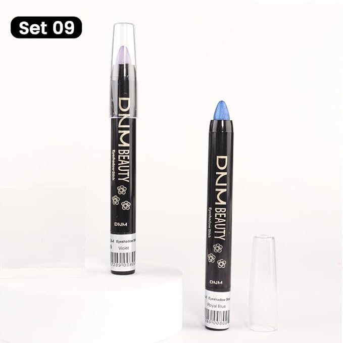 evpct 2Pcs Cream Eyeshadow Sticks Set for Eyes Violet & Royal Blue Shimmer Eye Crayon Shadow Brightener Stick Pencil Pen Bulk sombras en crema para ojos 09+13