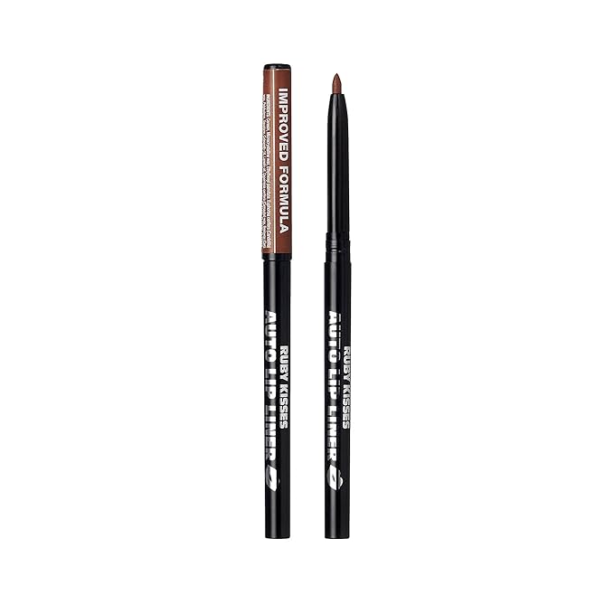 Ruby Kisses Auto Lip Liner Pencil (Brown 3 Pack), Long Lasting & Non-Fading, Smooth Application, Non-Feathering with Rich Pigmented Color, No Sharpener Needed, Ideal for Full Lips Look