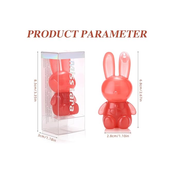 3Pcs Cute Rabbit Hydrating Lip Gloss Set,Cute Bunny Lip Glaze, Moisturising Jelly Liquid Lipsticks Lip Stain,Waterproof Non-Stick Cup Long Lasting Cute Makeup