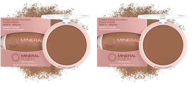 Mineral Fusion Pressed Powder Foundation, Deep 6, 0.32 Ounce (Pack of 2)