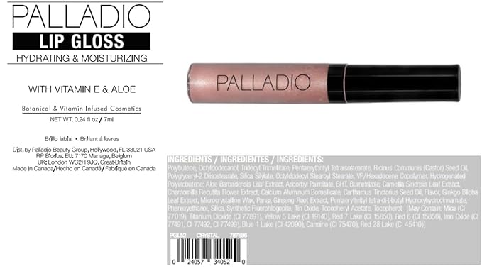 Palladio Herbal Lip Gloss, Crystal Diamond