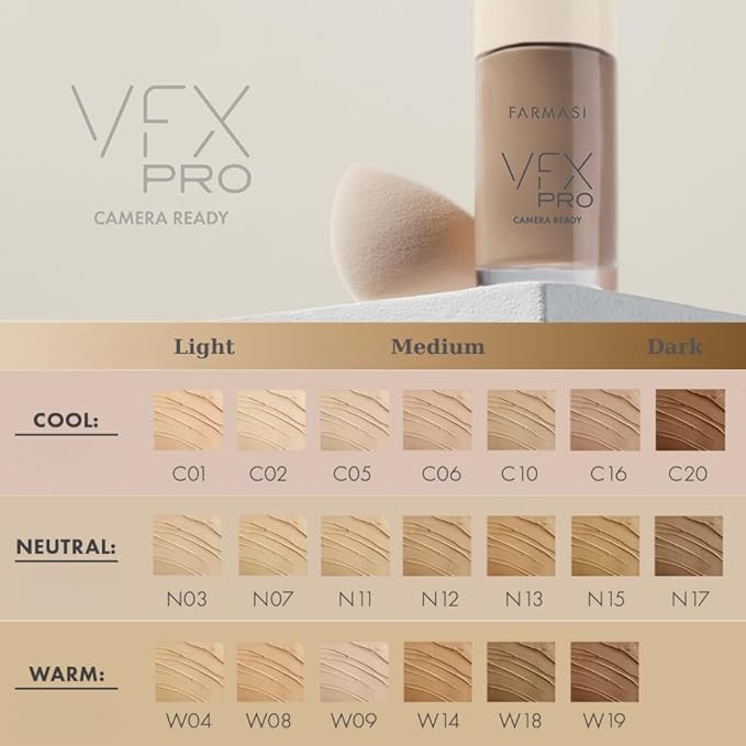 FARMASi Vfx Pro Foundation, Full Coverage Liquid Cream, Light 02 30 ml