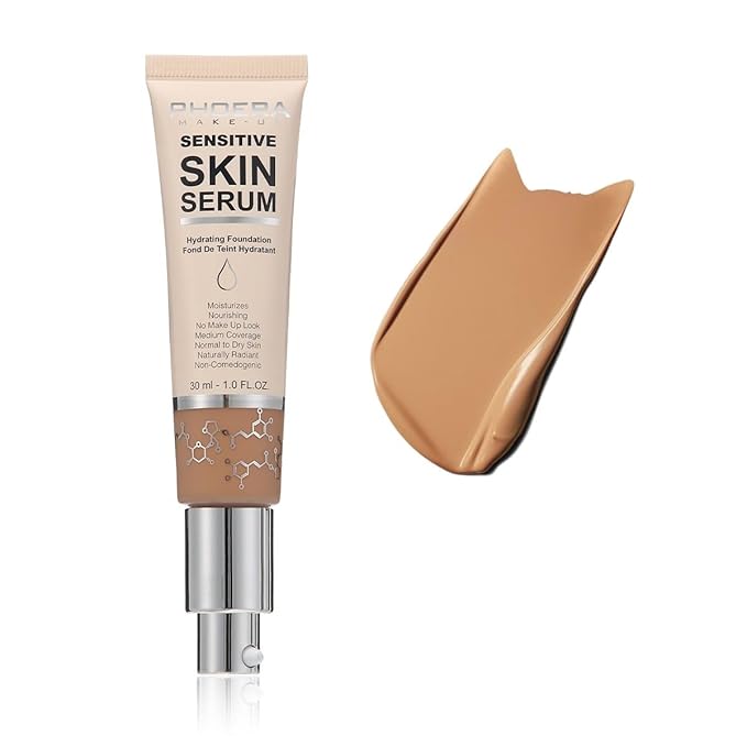 PHOERA Essence Foundation,Hydrating Waterproof and Light Long Lasting (N04 Sand)