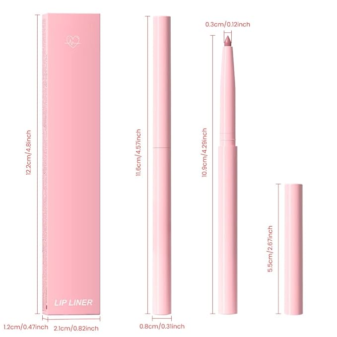 evpct Pink Matte Creamy Retractable Lip Liner Pencils for Shaping & Sculpting Lips, Lip Pencils for Women Long Lasting Waterproof Rich Lip Colors Liner Crayon Lipstick delineador de labios 09