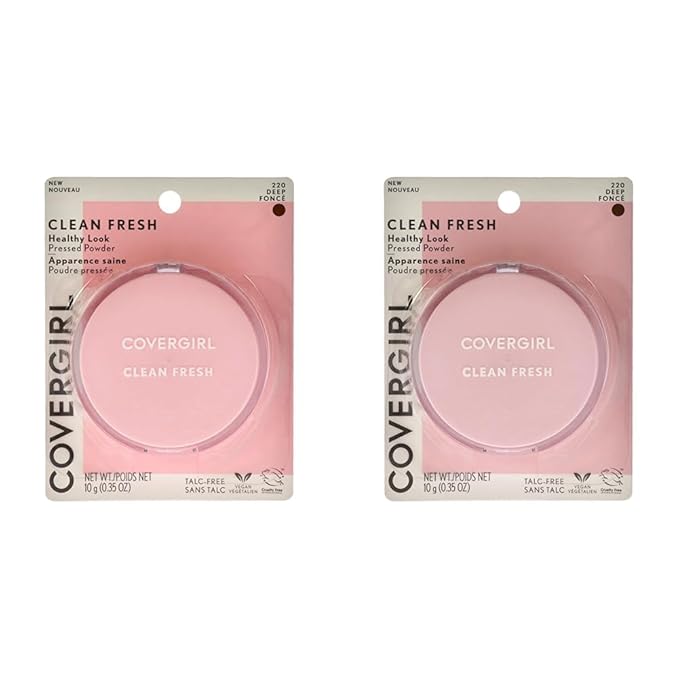 COVERGIRL COVERGIRL Clean Fresh Pressed Powder, Deep, 0.35 Ounce, 220 Deep (99350052598) (Pack of 2)