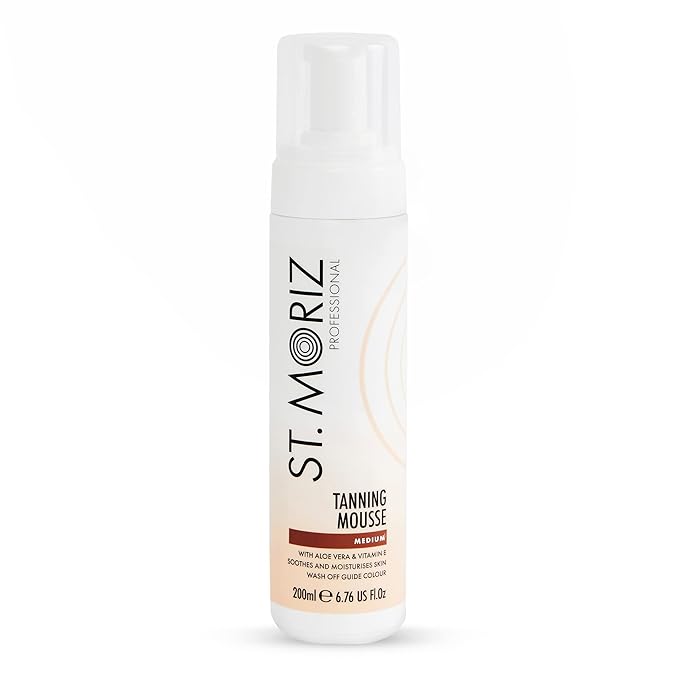 St. Moriz Professional Medium Self Tanner Mousse - Sunless Instant Self Tanning Foam for a Golden, Natural Looking Fake Tan - Moisturizing Tanner – With Aloe Vera & Vitamin E - Vegan (6.76 fl oz)