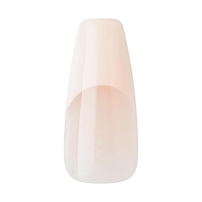 KISS Salon X-tend, Press-On Nails, Nail glue included, 'Trustfall', Beige, Long Size, Coffin Shape, Includes 30 Nails, 5Ml Led Soft Gel Adhesive, 1 Manicure Stick, 1 New Mini File, New Prep Pad