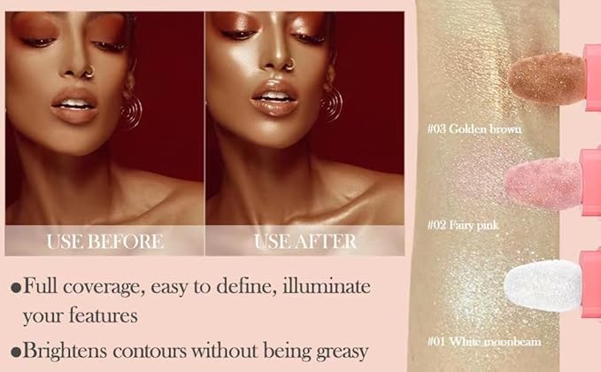 Glitter Powder Highlighter Makeup, Body Brightens the Natural Fairy Pink)