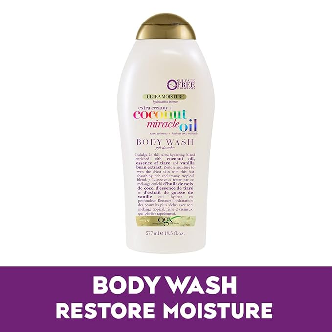 OGX Extra Creamy + Coconut Miracle Oil Ultra Moisture Body Wash, 19.5 Fl Oz (Pack of 2)