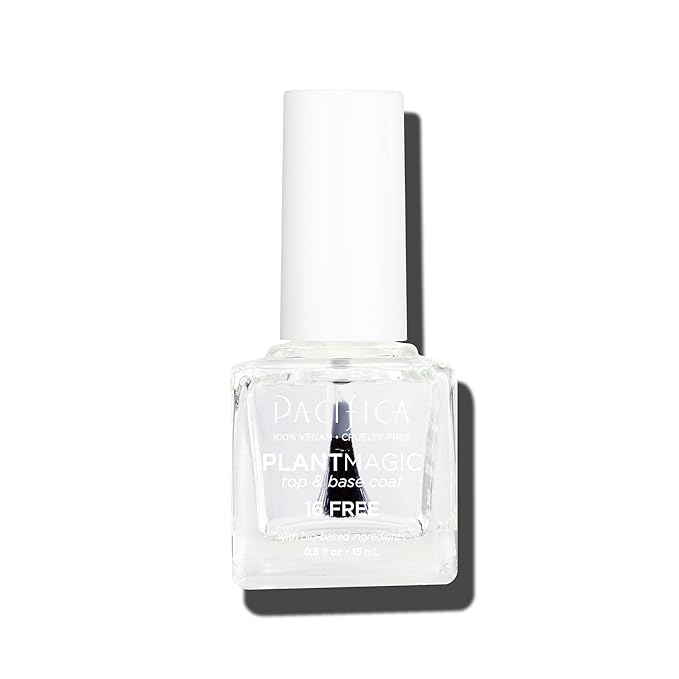 Pacifica Natural Base and Top Coat Breathable Clear Coat, Long-Lasting for Glossy Nails, Vegan & Cruelty-Free