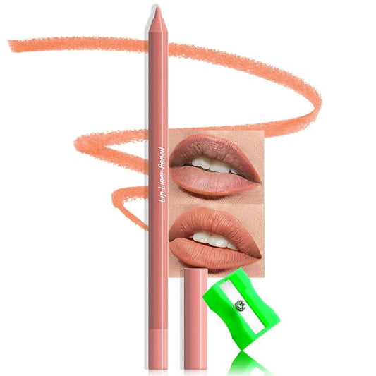 evpct 1Pcs Natural Orange Matte Long Lasting Lip Liner Pencils Makeup for Shaping & Sculpting Lips, No Transfer Long Wear Waterproof Pigmented Lip Liner lipliners Crayon Lipstick Pencil Sharpener 07