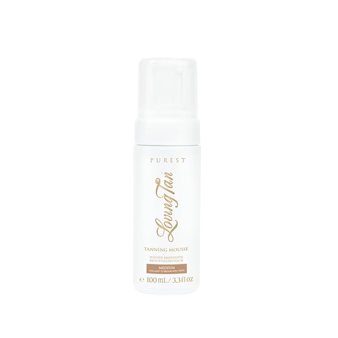 Loving Tan Purest Tanning Mousse NEW, Medium - Sunless Tanner Made From 97% Certified Organic & Naturally Derived Ingredients - Up to 5+ Self Tan Applications Cruelty Free, Vegan Friendly - 3.3 Fl Oz