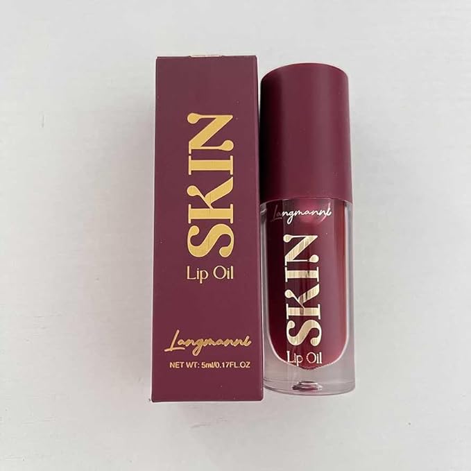 Big Brush Head Hydrating Lip Glow Oil Plumping Lip Tint, Hydrating Lip Gloss Tinted Lip Balm Transparent Lip Care, Long Lasting Nourishing Non-sticky Fresh Texture (Chocolate)