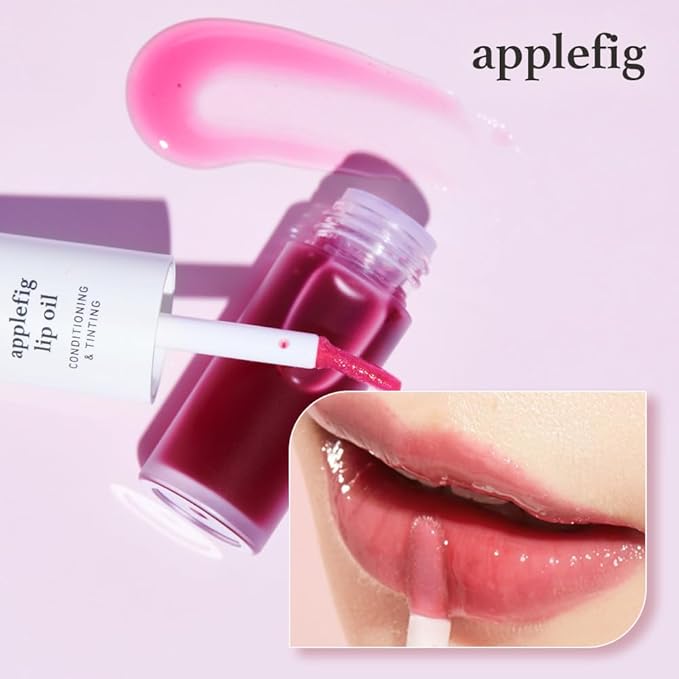NOONI Korean Hydrating Lip Oil - Applefig | Long-Lasting, Moisturizing, Plumping, Revitalizing for Dry Lips, Waterproof, No Peel Off, Hydrating, Nourishing Crystal Clear, 0.12 FL Oz