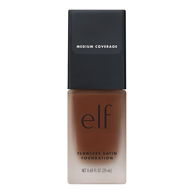 e.l.f. Flawless Satin Foundation, Lightweight & Medium Coverage, Semi-Matte Finish, Vegan & Cruelty-Free, Espresso, 0.68 Fl Oz (20mL)