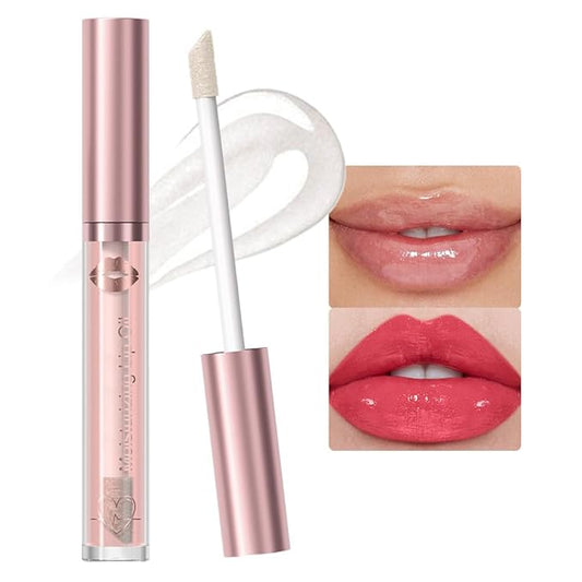 Hydrating Lip Gloss Oil - Nourishing Tinted Lip Oil for High-Shine Finish, Long-Lasting, Non-Sticky, Cruelty-Free Lip Plumper, Perfect with Lipstick & Peel-Off Lip Stain X-00#