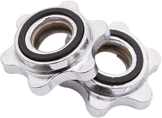 Garneck 2pcs Standard Barbell Spin-Lock Collars Screw Clamps 1 inch(Silver)