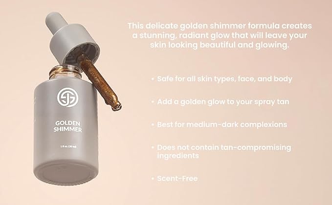 Spray Tan Additive - Golden Shimmer Drops | Adds Golden Glow to Spray Tan, Self Tanner, or Daily Moisturizer - 1oz