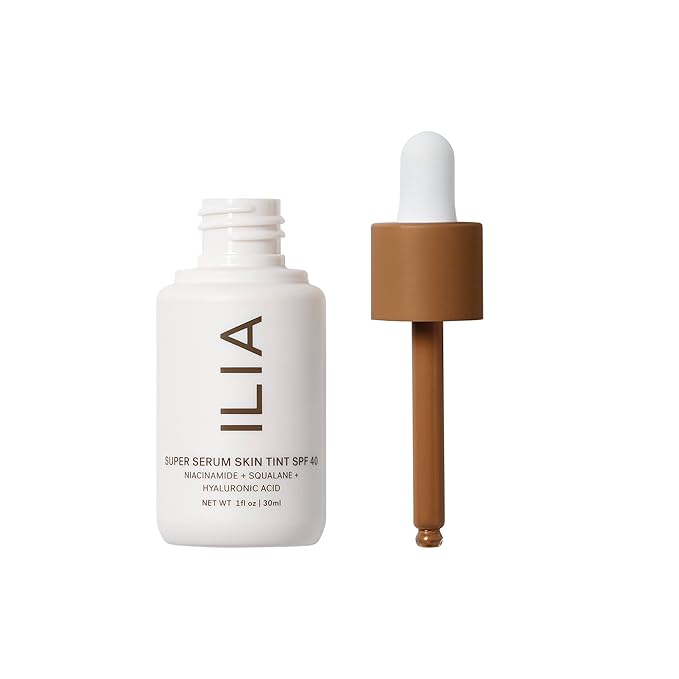 ILIA - Super Serum Skin Tint SPF 40 | Non-Comedogenic, Vegan, Lightweight to Help Against Blue Light, + Pollution while Hydrating, Smoothing, + Refining (Honopu ST14.5, 1 fl oz | 30 ml)