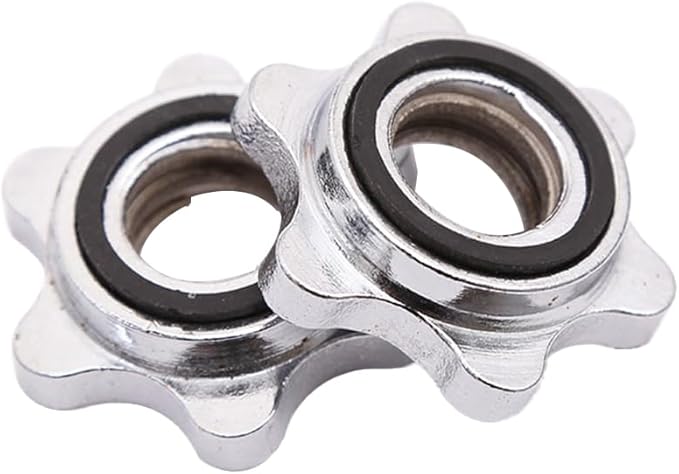 Garneck 2pcs Standard Barbell Spin-Lock Collars Screw Clamps 1 inch(Silver)