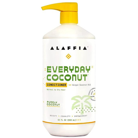 Alaffia EveryDay Coconut Conditioner, Ultra Hydrating Conditioner for Normal to Dry Hair. Made with Fair Trade Coconut Oil and Ginger. Cruelty Free, No Parabens, Vegan, Purely Coconut 32 Fl Oz